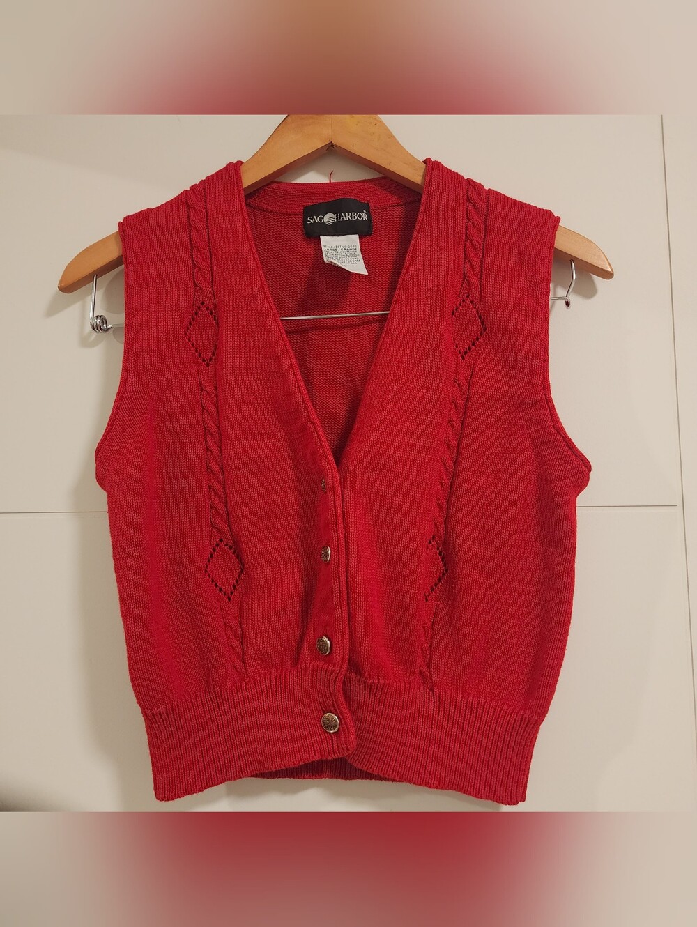 Vintage Sag Harbor Button-Front Knit Sweater Vest